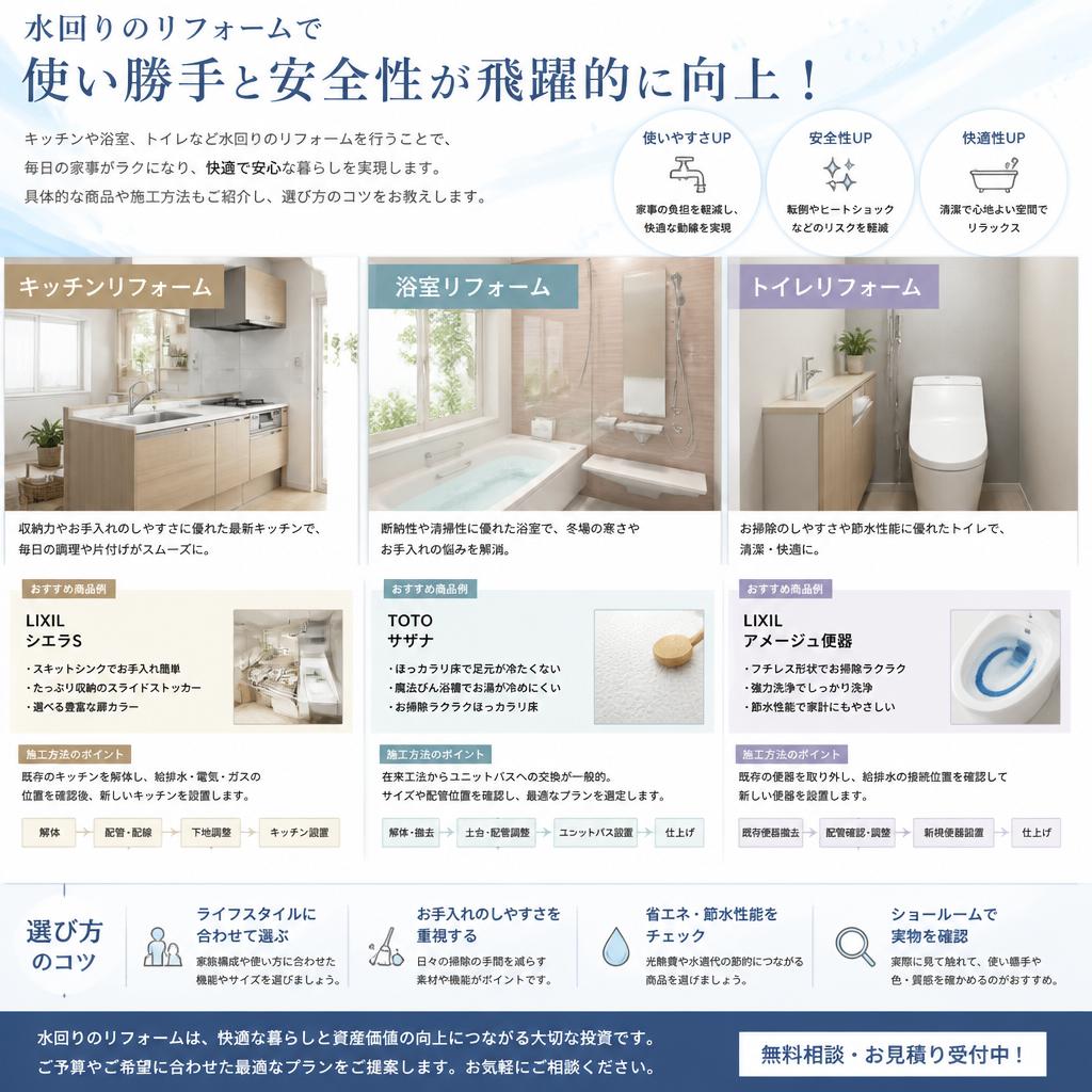 水回りリフォームで安全性と使いやすさを向上