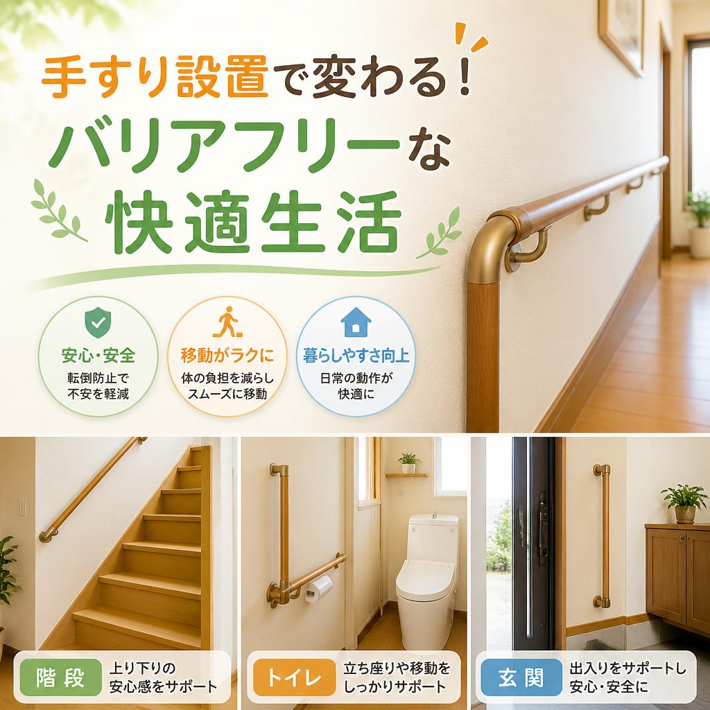 「手すり設置で変わる！バリアフリーな快適生活」