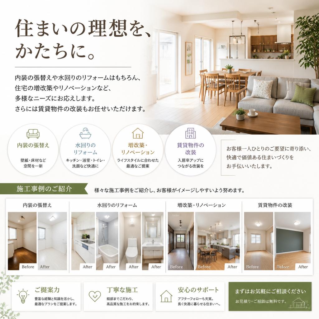 幅広い施工メニュー